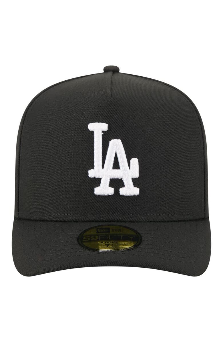 New Era Men's New Era Black Los Angeles Dodgers Script Safety Pin 59FIFTY A-Frame Fitted Hat, Alternate, color,