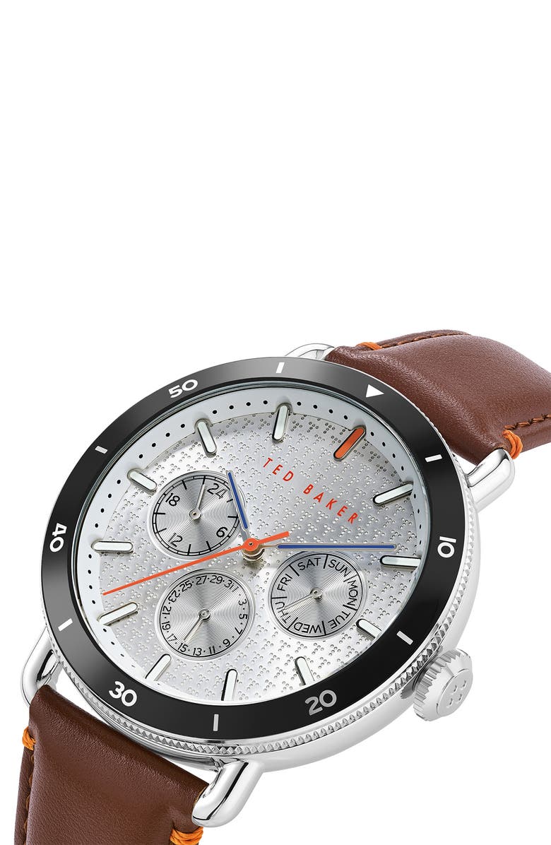 Ted Baker London Men's Margarit Leather Strap Watch, 46mm, Alternate, color,