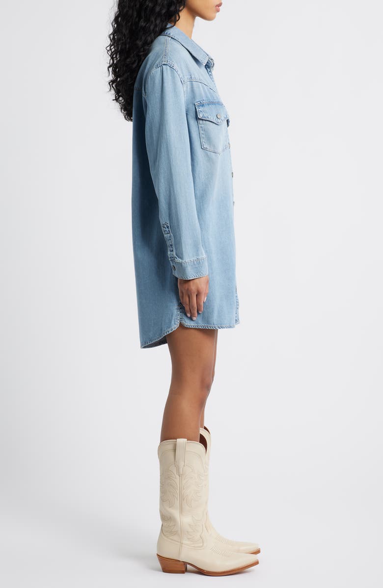 HIDDEN JEANS Oversize Long Sleeve Denim Shirtdress, Alternate, color, Light