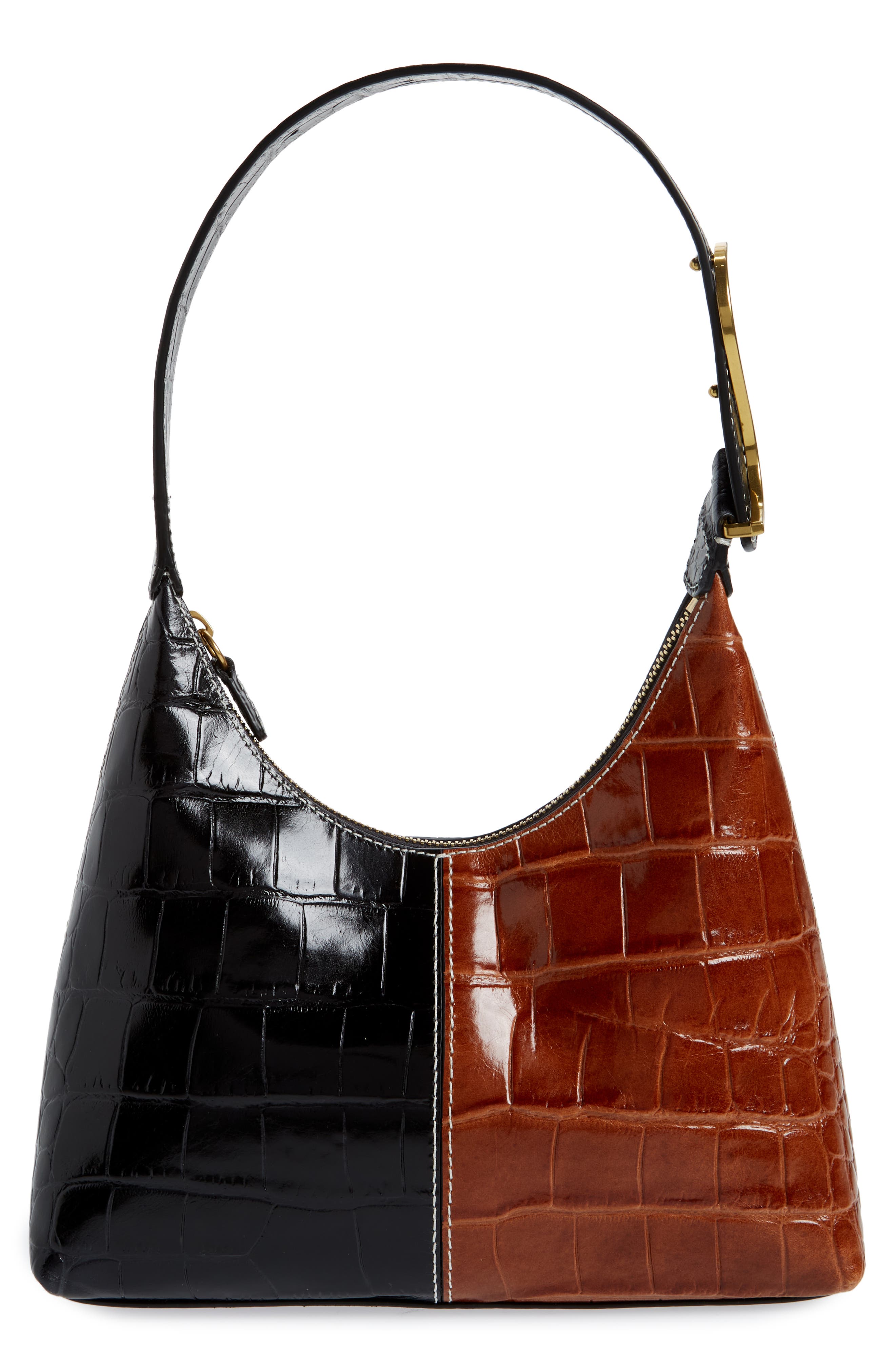 STAUD Scotty Croc Embossed Leather Top Handle Bag, Main, color, 