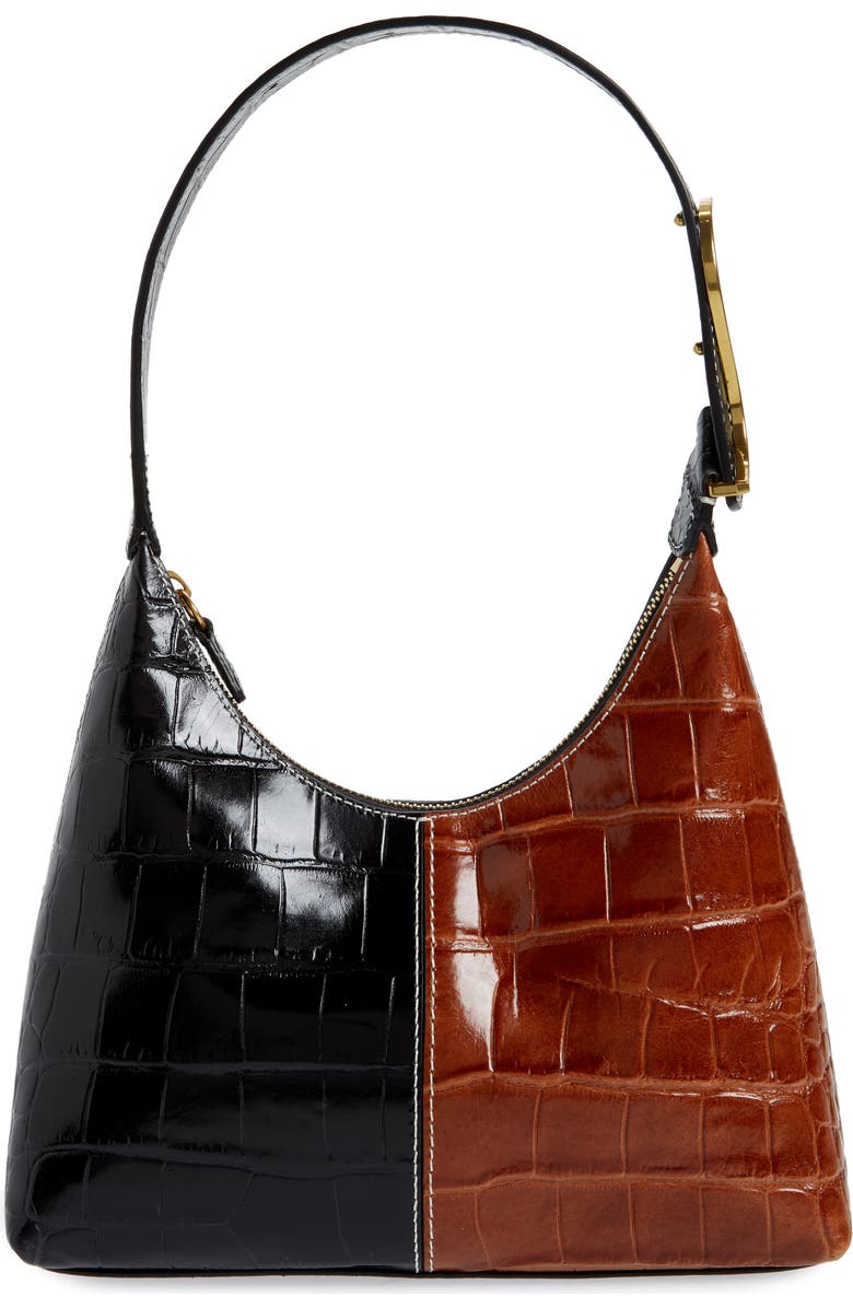 STAUD Scotty Croc Embossed Leather Top Handle Bag, Main, color,