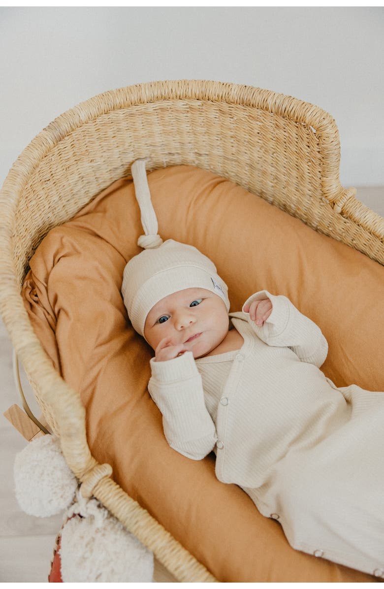 Copper Pearl Moonstone Rib Top Knot Hat, Alternate, color, White