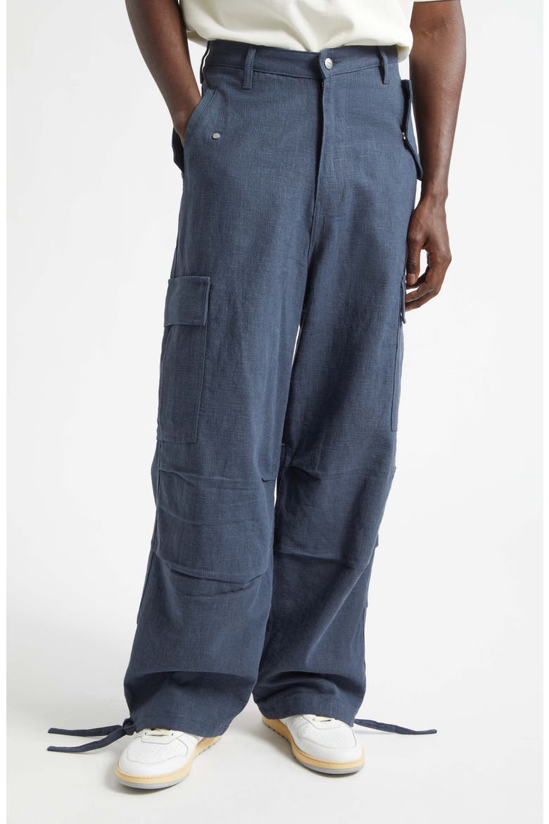 Linen Parachute Cargo Pants, Main, color, NAVY