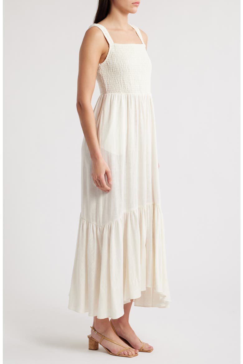 Smocked Tiered Maxi Dress, Alternate, color, IVORY CLOUD
