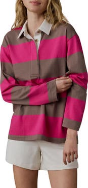Faherty Stripe Organic & Recycled Cotton Jersey Rugby Shirt