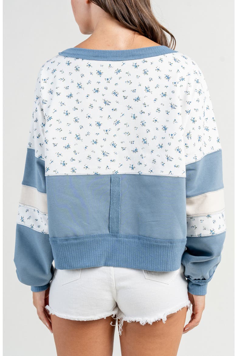 Contrast Mix French Terry Sweatshirt, Alternate, color, BLUE MULTI