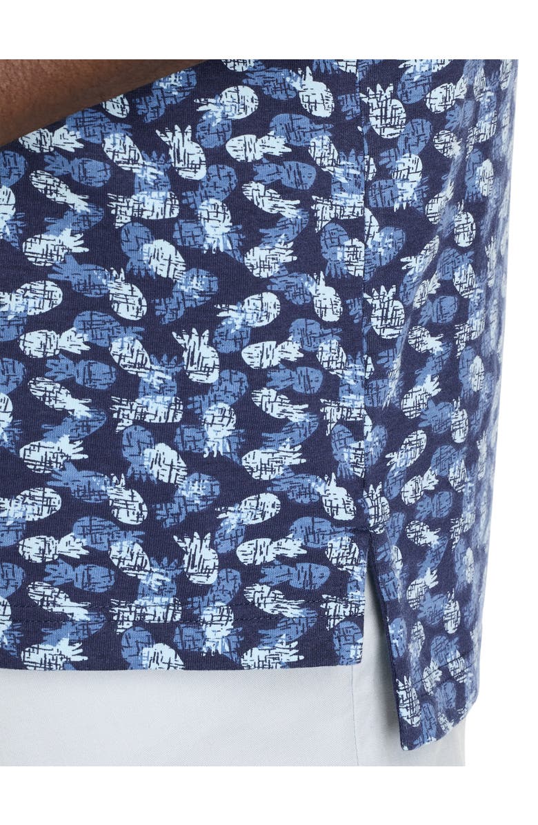 Harbor Bay by DXL Big & Tall Pineapple Print Polo Shirt, Alternate, color, Blue