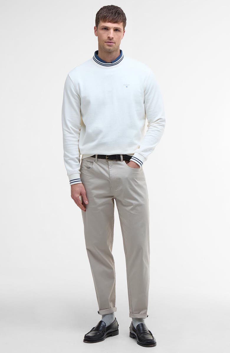 Barbour Rosford Tipped Cotton Crewneck Sweatshirt, Alternate, color, Whisper White