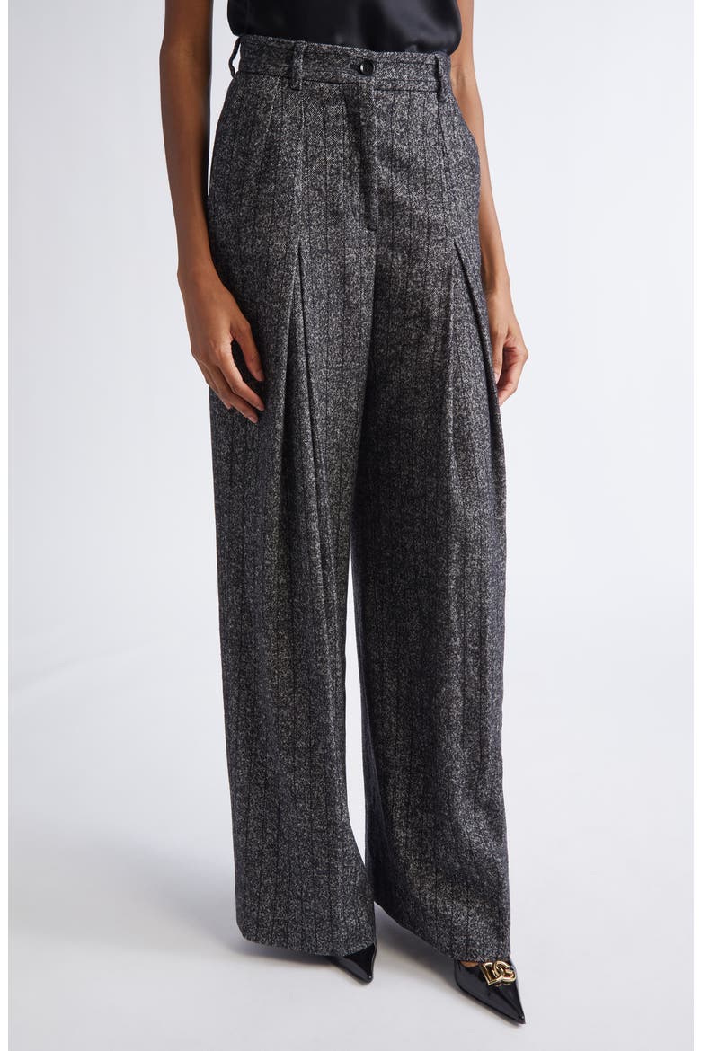 Pleated Stripe Virgin Wool Blend Pants, Alternate, color, S8051 RIGATO