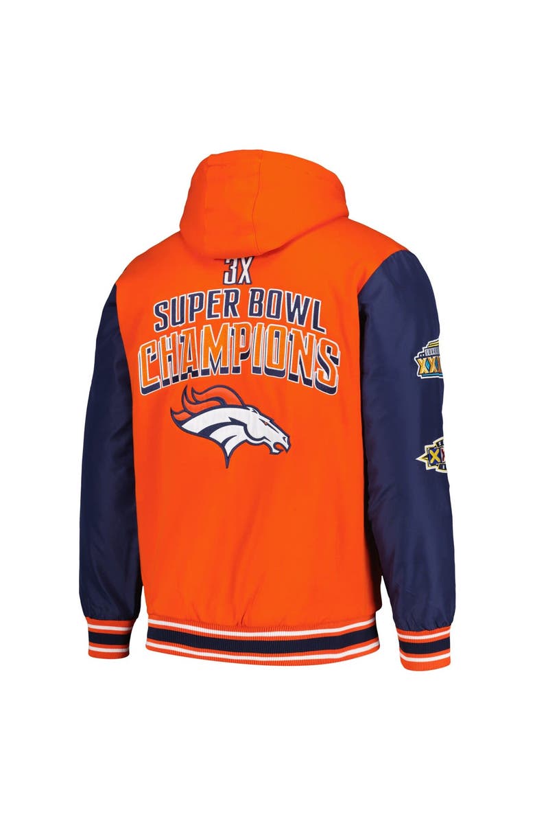 G-III SPORTS BY CARL BANKS Men's G-III Sports by Carl Banks Orange/Navy Denver Broncos Player Option Full-Zip Hoodie, Alternate, color,