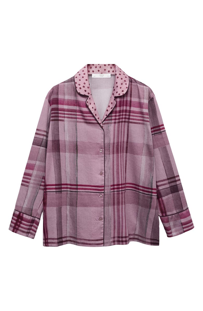 MANGO Mixed Print Cotton Pajama Top, Alternate, color, Plum