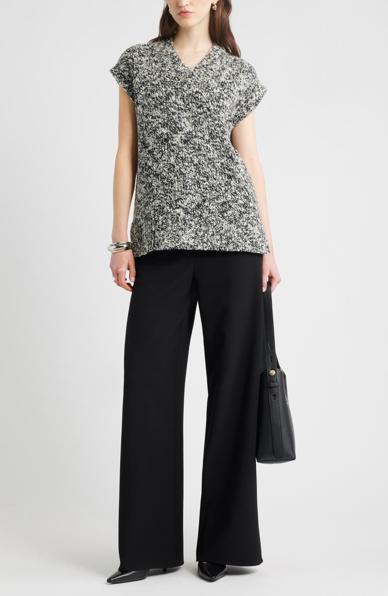 Nordstrom Merino Wool Blend V-Neck Sweater Vest, Alternate, color, Black Ivory Marl