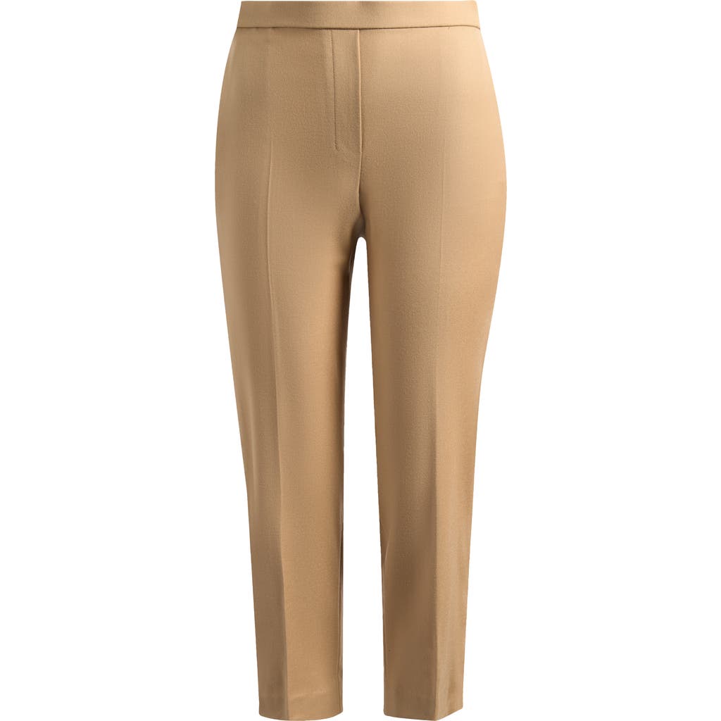 Theory Treeca Good Linen Cropped Pull-on Ankle Pants In Brown