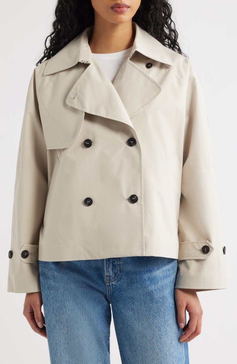Save The Duck Garbo Waterproof Crop Trench Coat, Main, color, Shore Beige