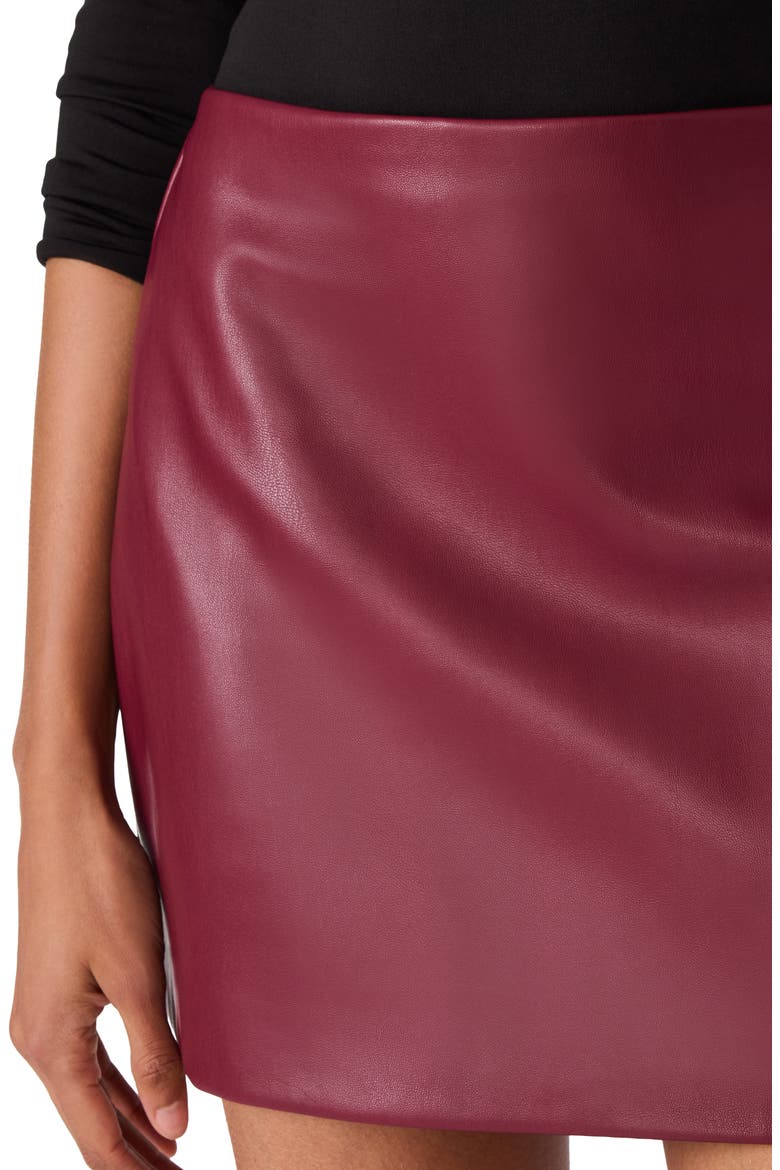 Cindi Faux Leather Miniskirt, Alternate, color, CORDOVAN