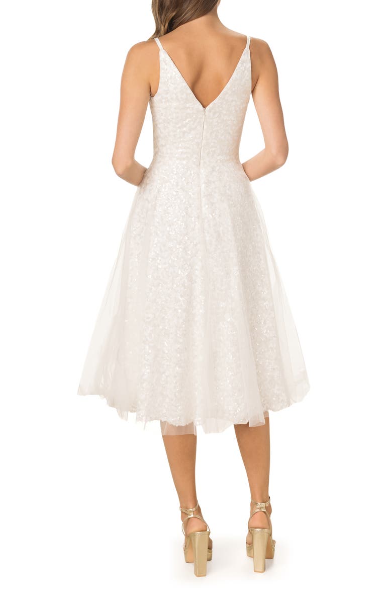 Dress the Population Courtney Sequin Midi Dress, Alternate, color, White Multi
