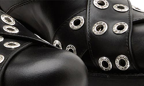 Mach&mach Vintage Leather Combat Ankle Boots With Buckles In Black