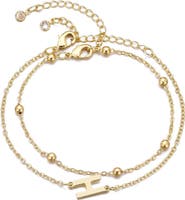 Adornia 2-Piece Initial Bead Chain Bracelet Set