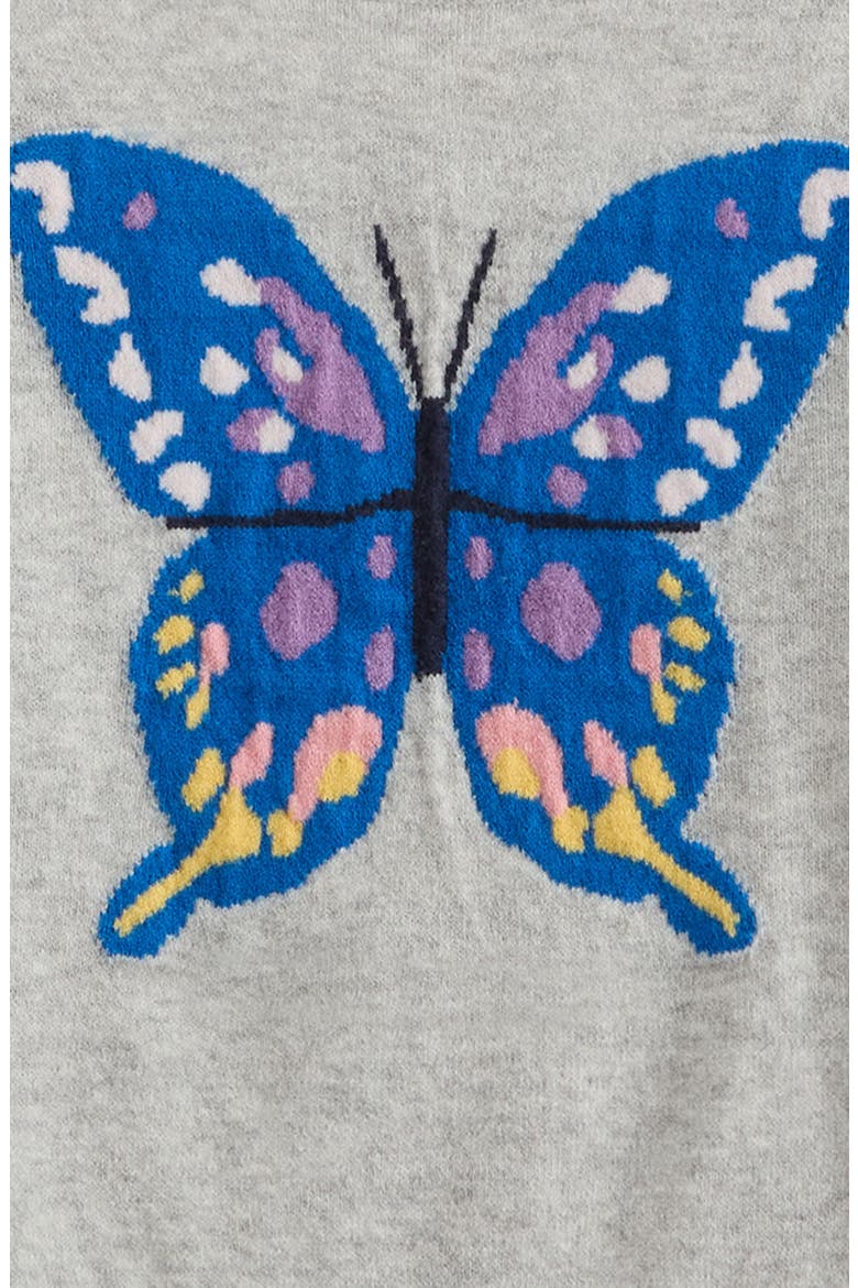 Kids' Icon Intarsia Puff Shoulder Cotton Blend Sweater, Alternate, color, GREY LIGHT HEATHER BUTTERFLY