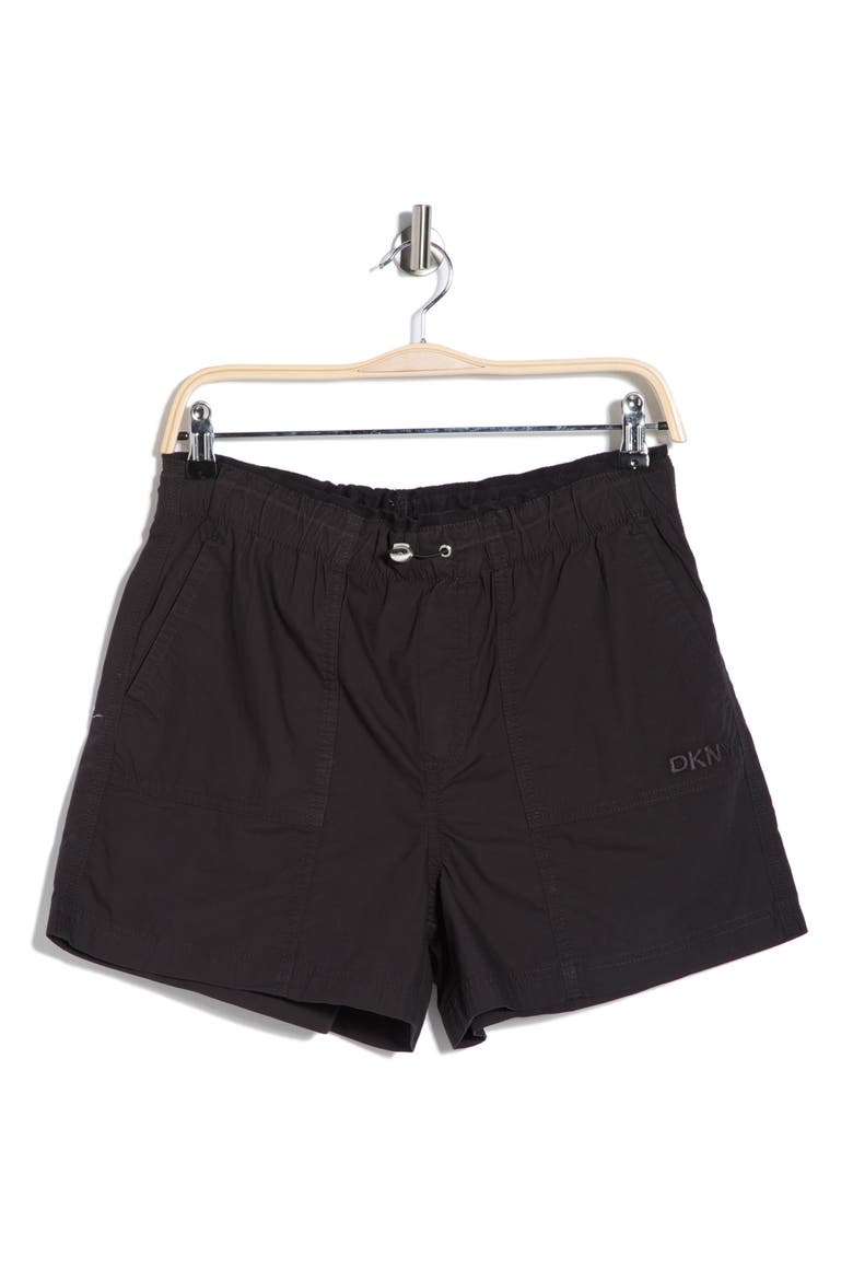 Drawcord Waist Cotton Shorts, Alternate, color, BLACK