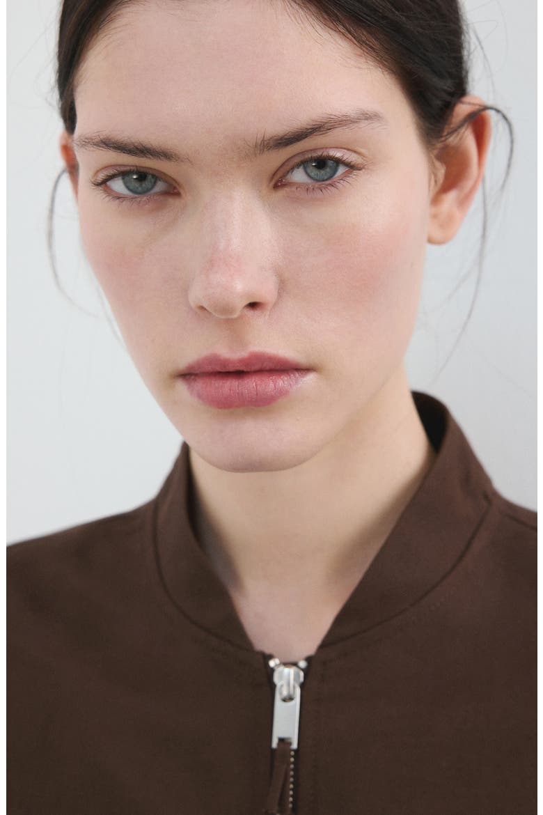 Linen & Cotton Bomber Jacket, Alternate, color, CHOCOLATE