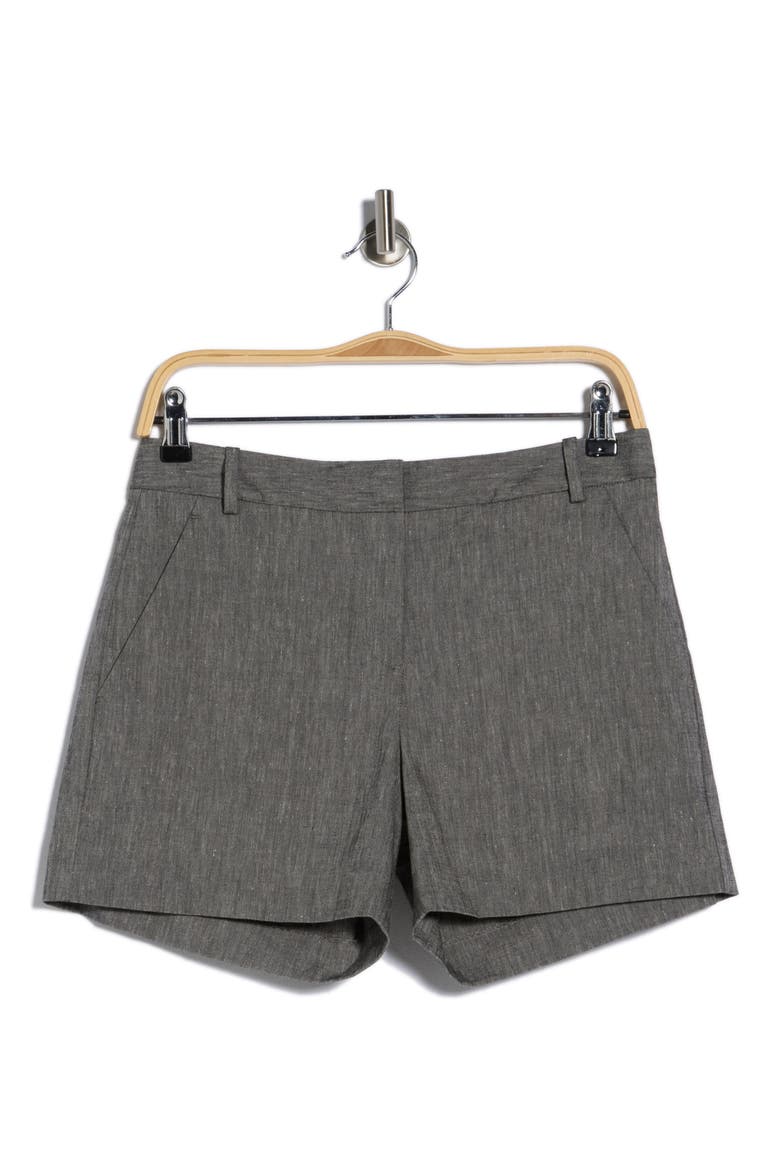 Lynie Mélange Linen Blend Shorts, Alternate, color, BLACK MELANGE