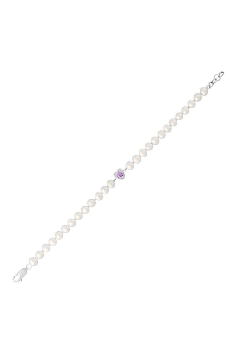 Kids' Heart Freshwater Pearl Bracelet, Main, color, WHITE