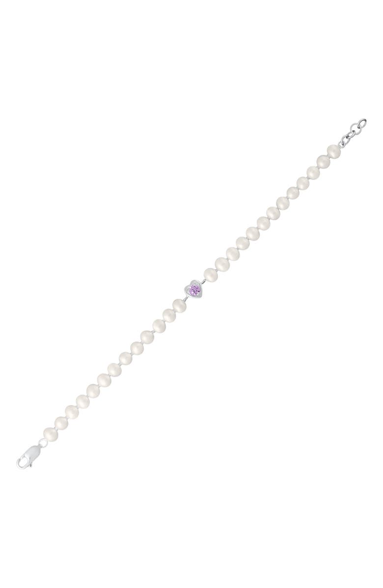 Mignonette Kids' Heart Freshwater Pearl Bracelet, Main, color, White