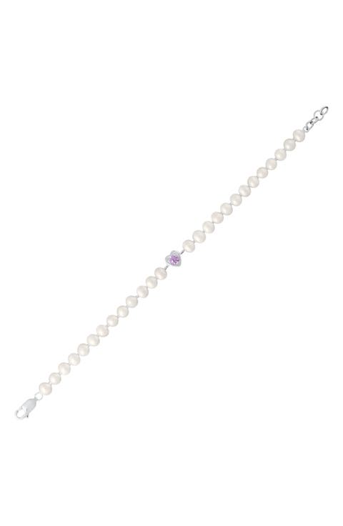 Kids' Heart Freshwater Pearl Bracelet