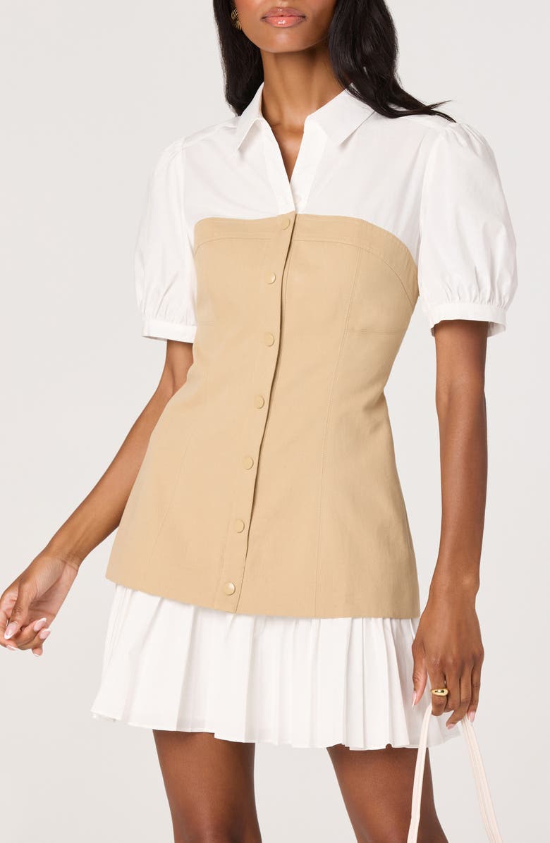 ASTR the Label Joseline Colorblock Shirtdress, Alternate, color, White Tan