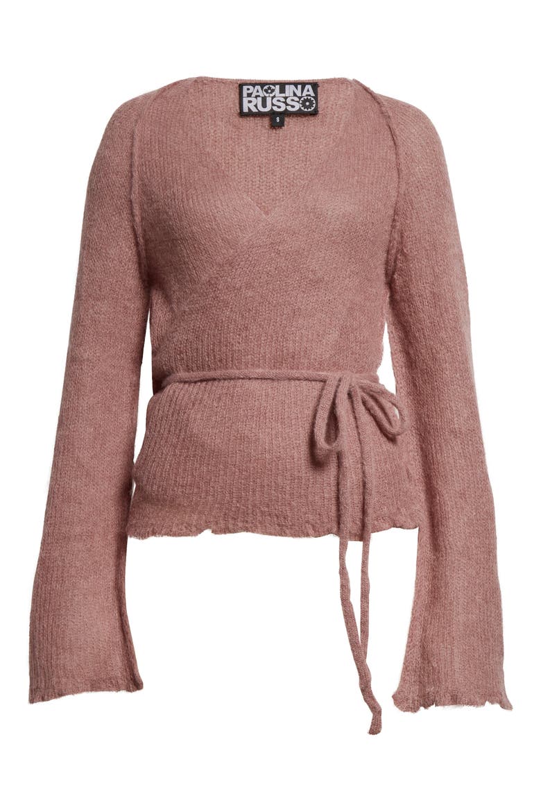 Blush Mohair & Alpaca Blend Wrap Cardigan, Alternate, color, BLUSH