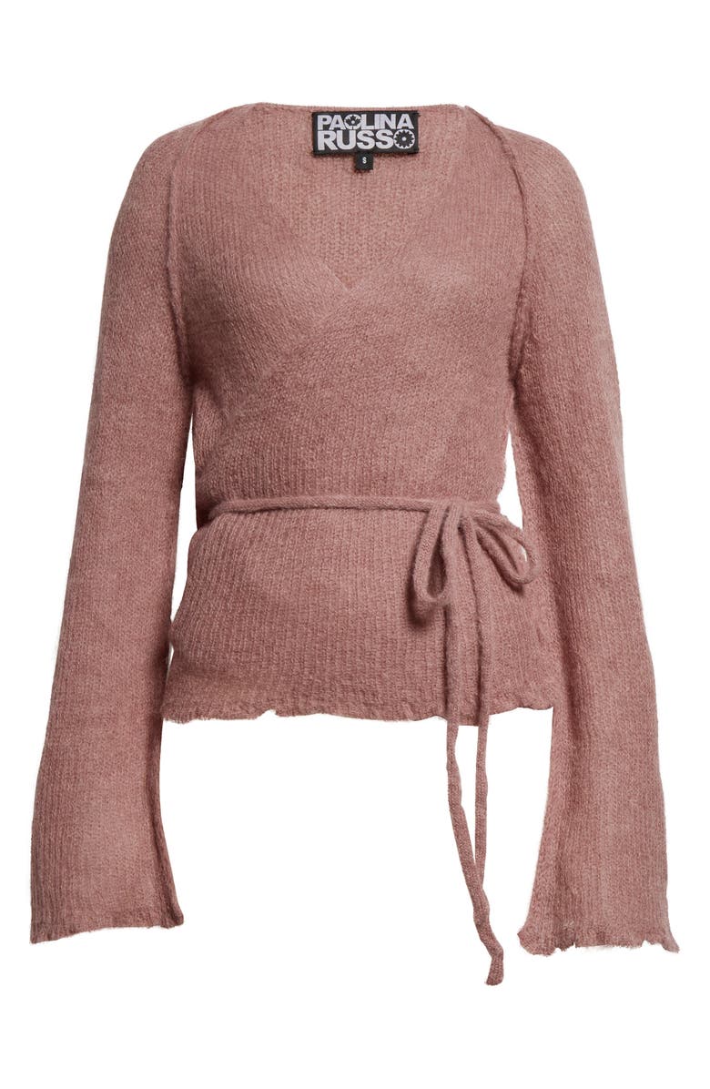 Paolina Russo Blush Mohair & Alpaca Blend Wrap Cardigan, Alternate, color, 