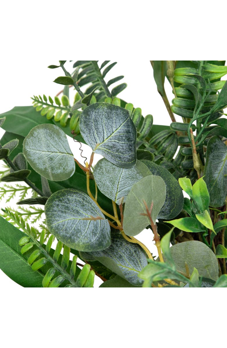 Northlight Eucalyptus and Fern Mixed Foliage Artificial Spring Wreath - 24", Alternate, color, Green