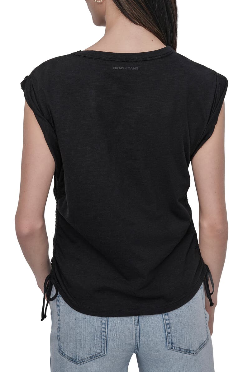 DKNY Jeans Ruched Knit Top, Alternate, color, Black