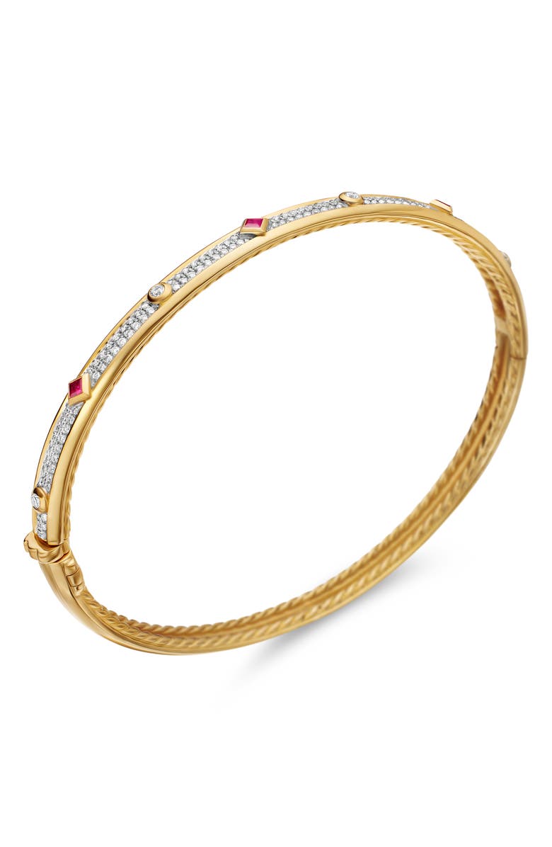 David Yurman Modern Renaissance Diamond & Ruby Bangle, Alternate, color, 