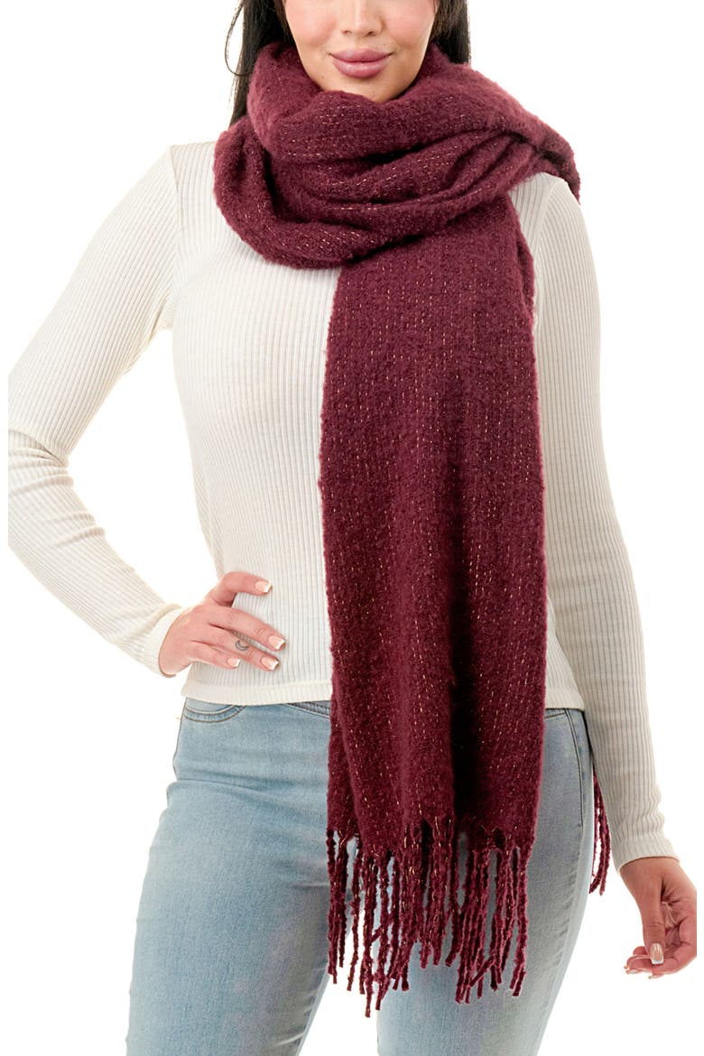 Fringe Scarf, Main, color, BURGUNDY