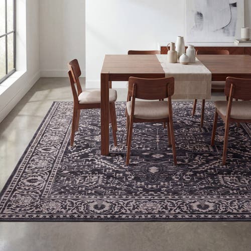 Jonathan Y Eleanor Vintage Medallion Border Non-slip Machine-washable Light Gray/ivory 4 Ft. X 6 Ft. In Dark Gray/multi