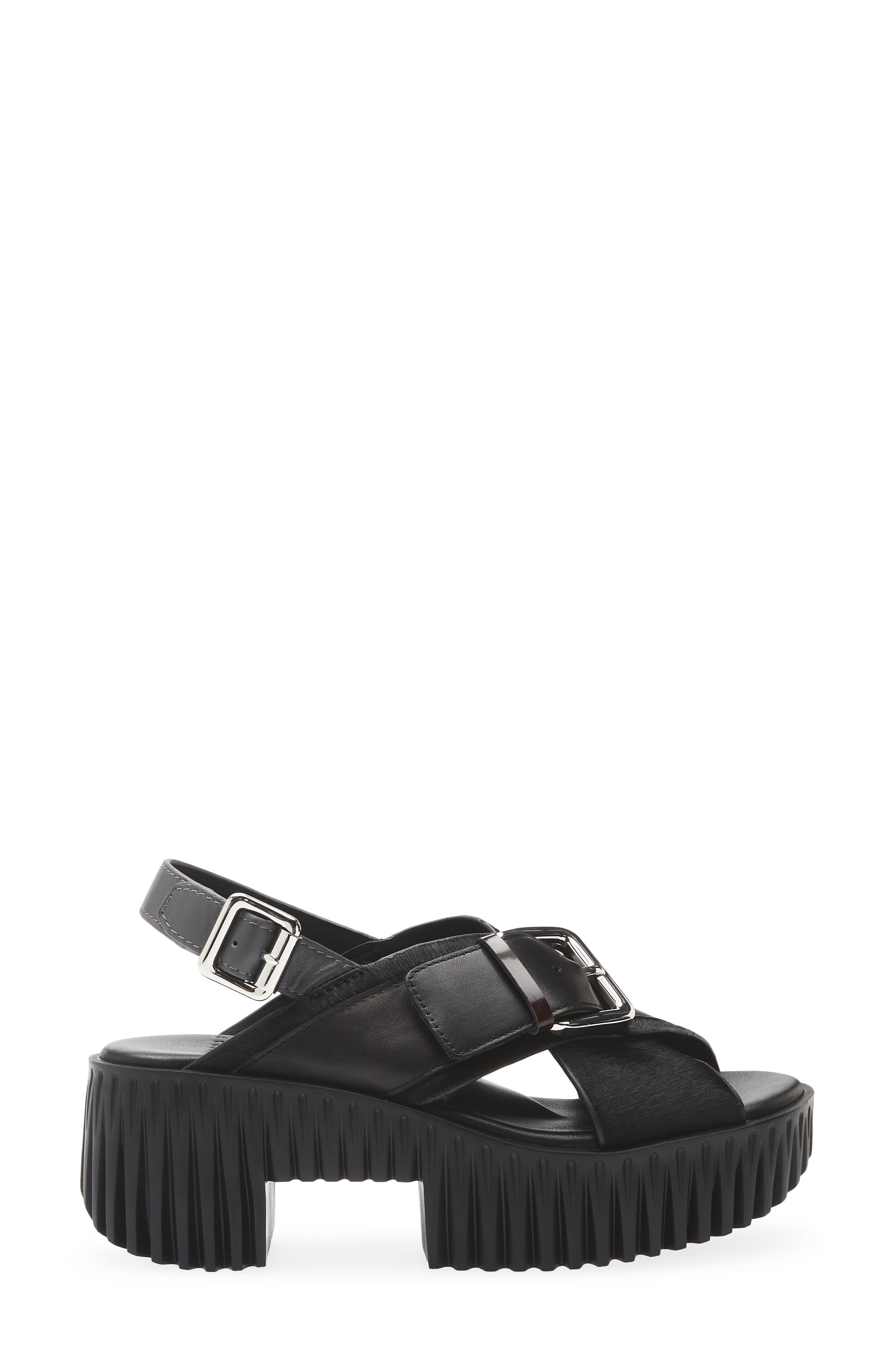 Plia Juno Leather Platform Sandal, Alternate, color, NOIR