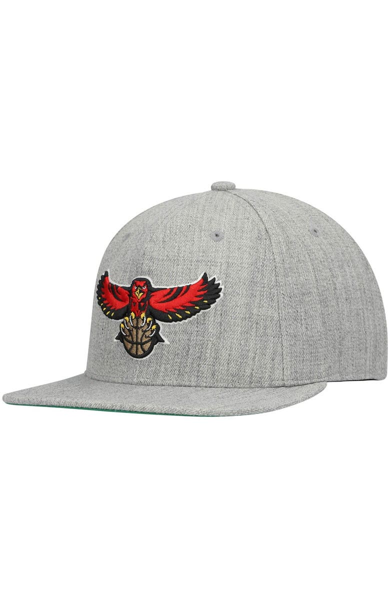 Mitchell & Ness Men's Mitchell & Ness Heathered Gray Atlanta Hawks Hardwood Classics Team 2.0 Snapback Hat, Main, color, Heather Gray