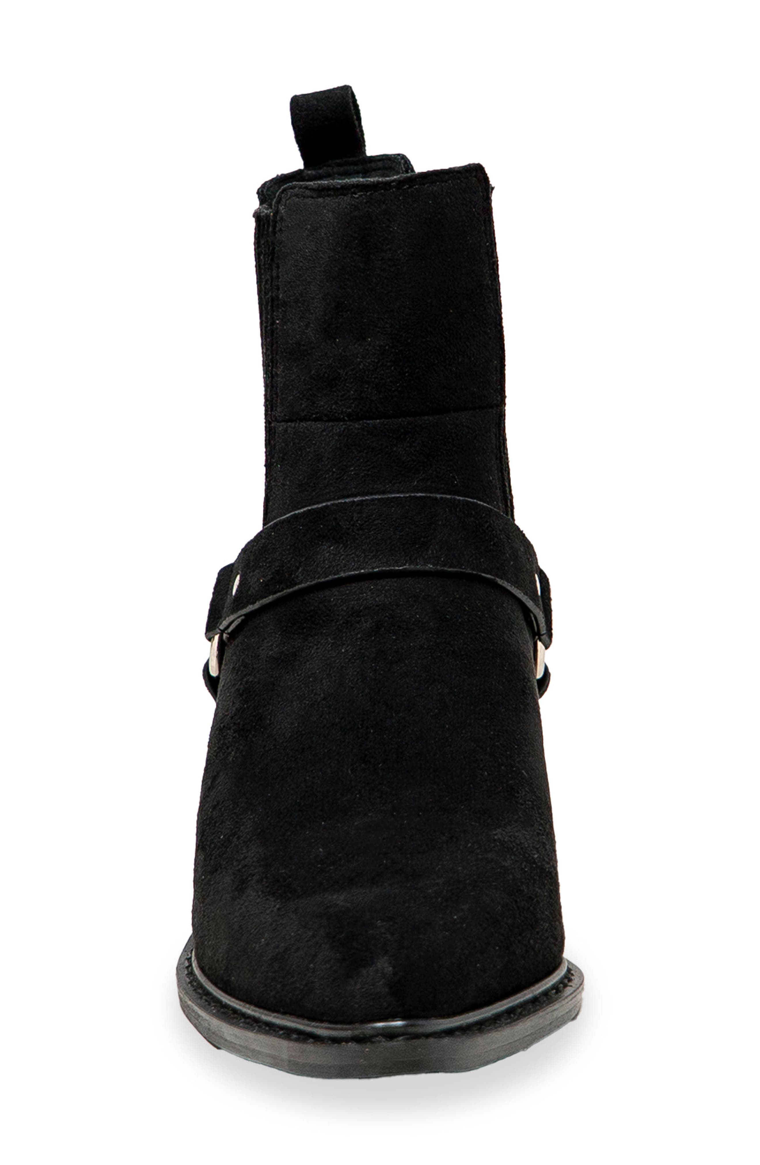 Yareli Western Buckle Chelsea Boot, Alternate, color, BLACK