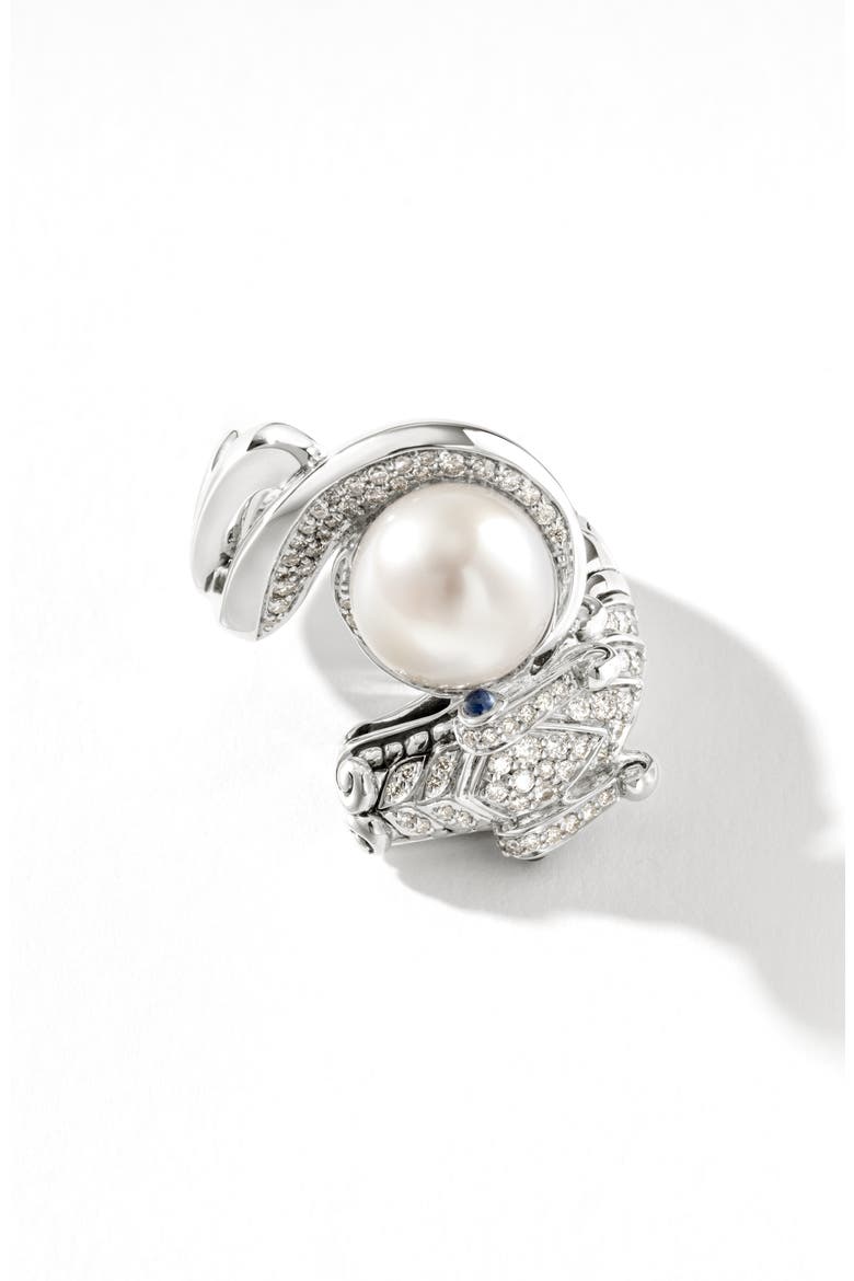 Legends Naga Pearl Pavé Ring, Main, color, SILVER