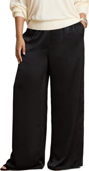 Lauren Ralph Lauren Satin Charmeuse Wide Leg Pants