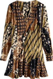 NEXT Mix Print Long Sleeve Minidress