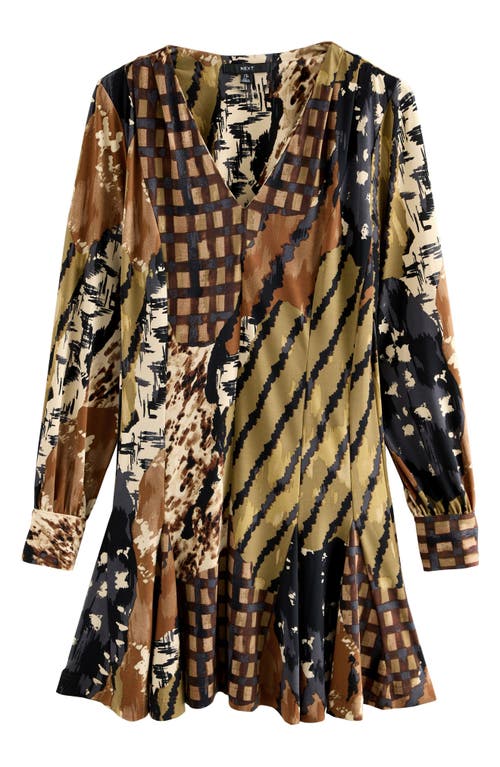 Next Mix Print Long Sleeve Minidress In Multi