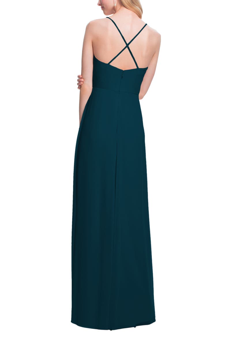 Surplice Neck Chiffon Gown, Alternate, color, NAVY