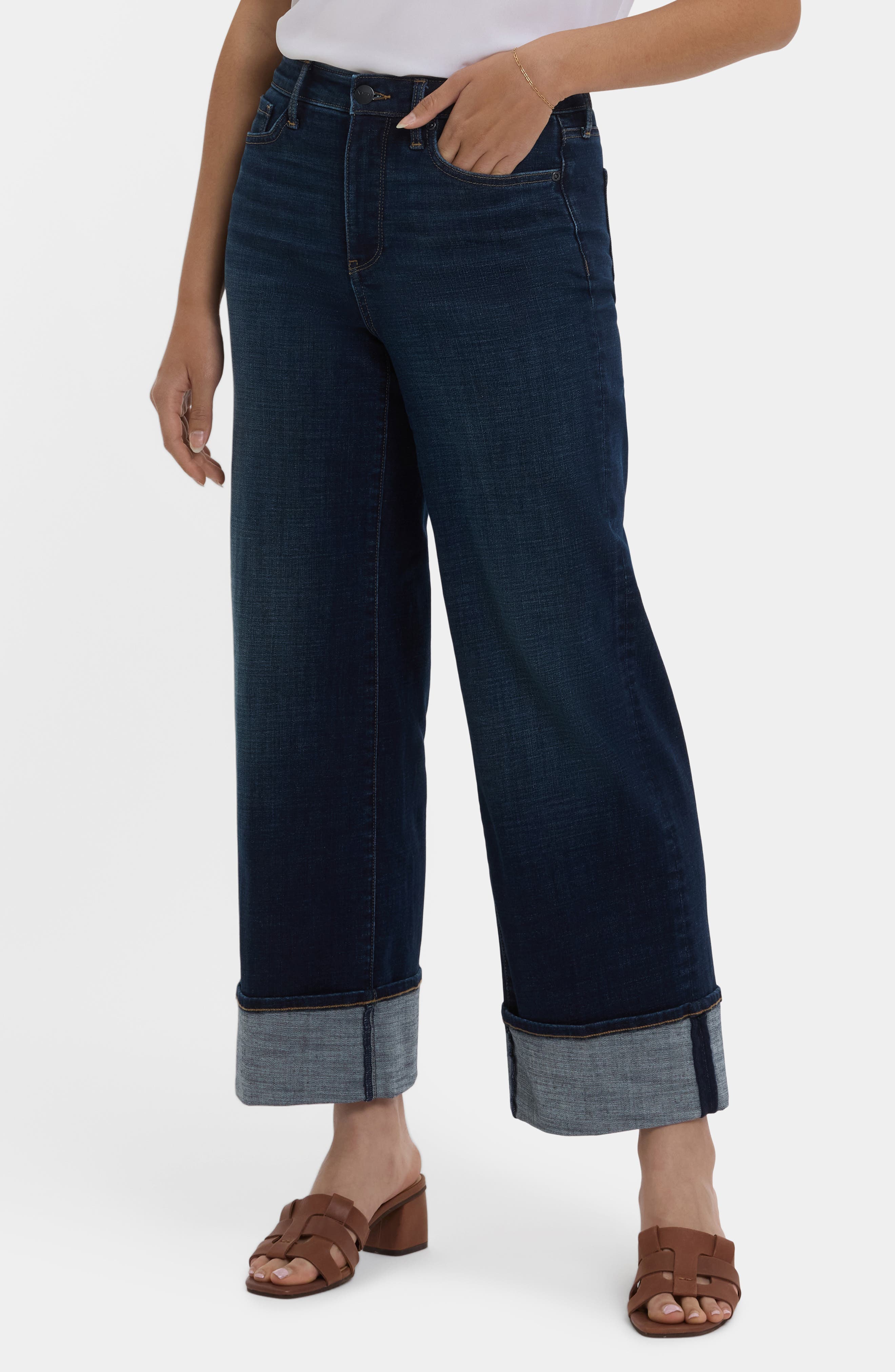 NYDJ Teresa Deep Cuff Wide Leg Jeans
