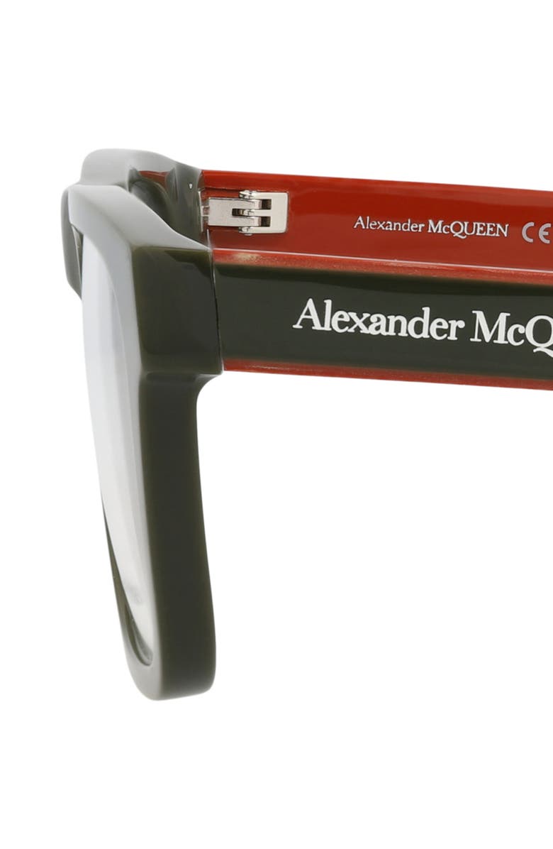 McQueen 52mm Square Sunglasses, Alternate, color, Green Green Transparent