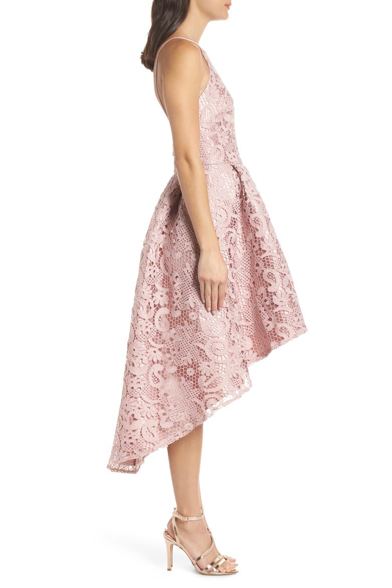 Lace Dip High/Low Dress, Alternate, color, MINK