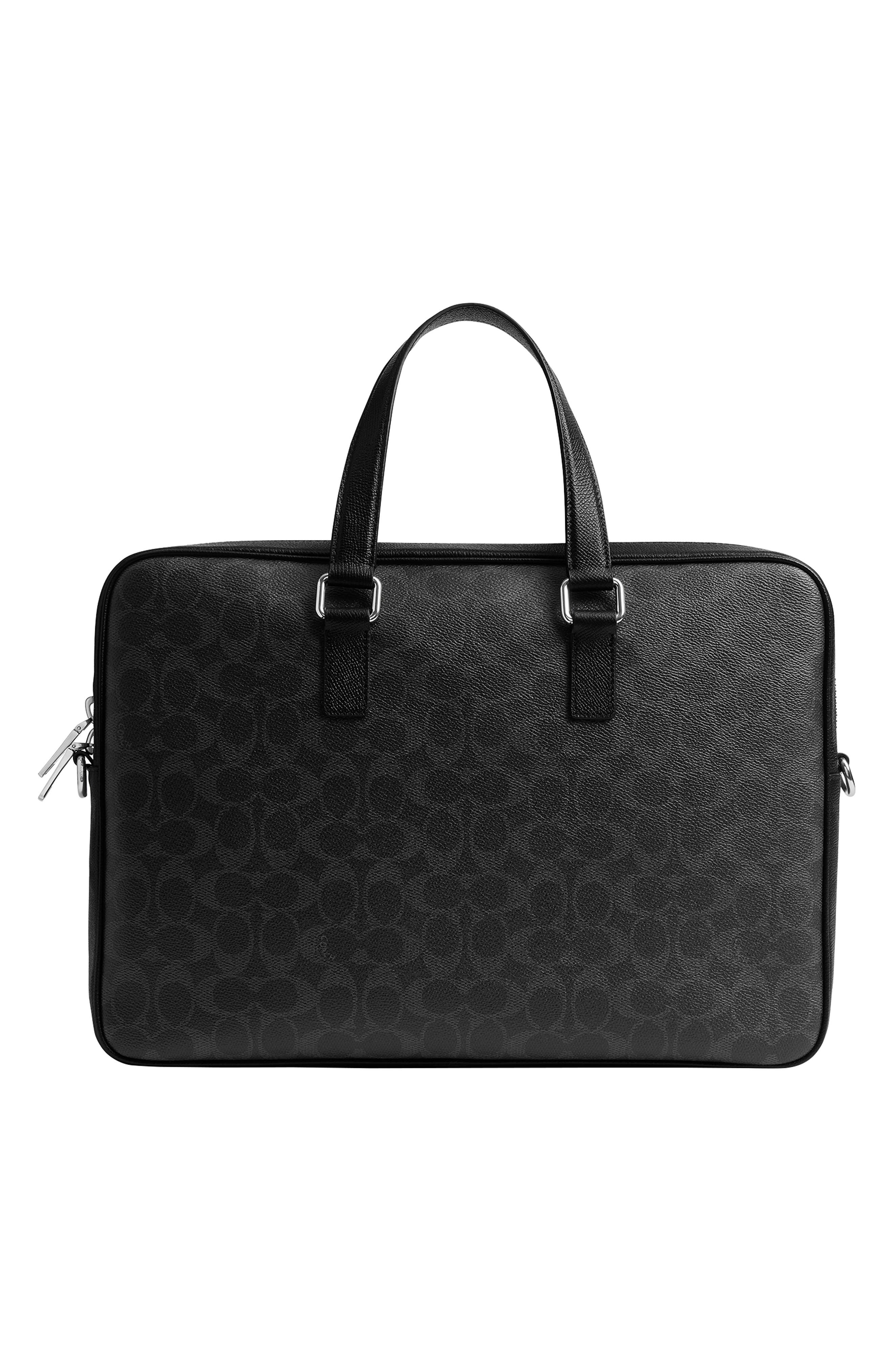 COACH Caden Logo Jacquard Briefcase, Alternate, color, Black Signature