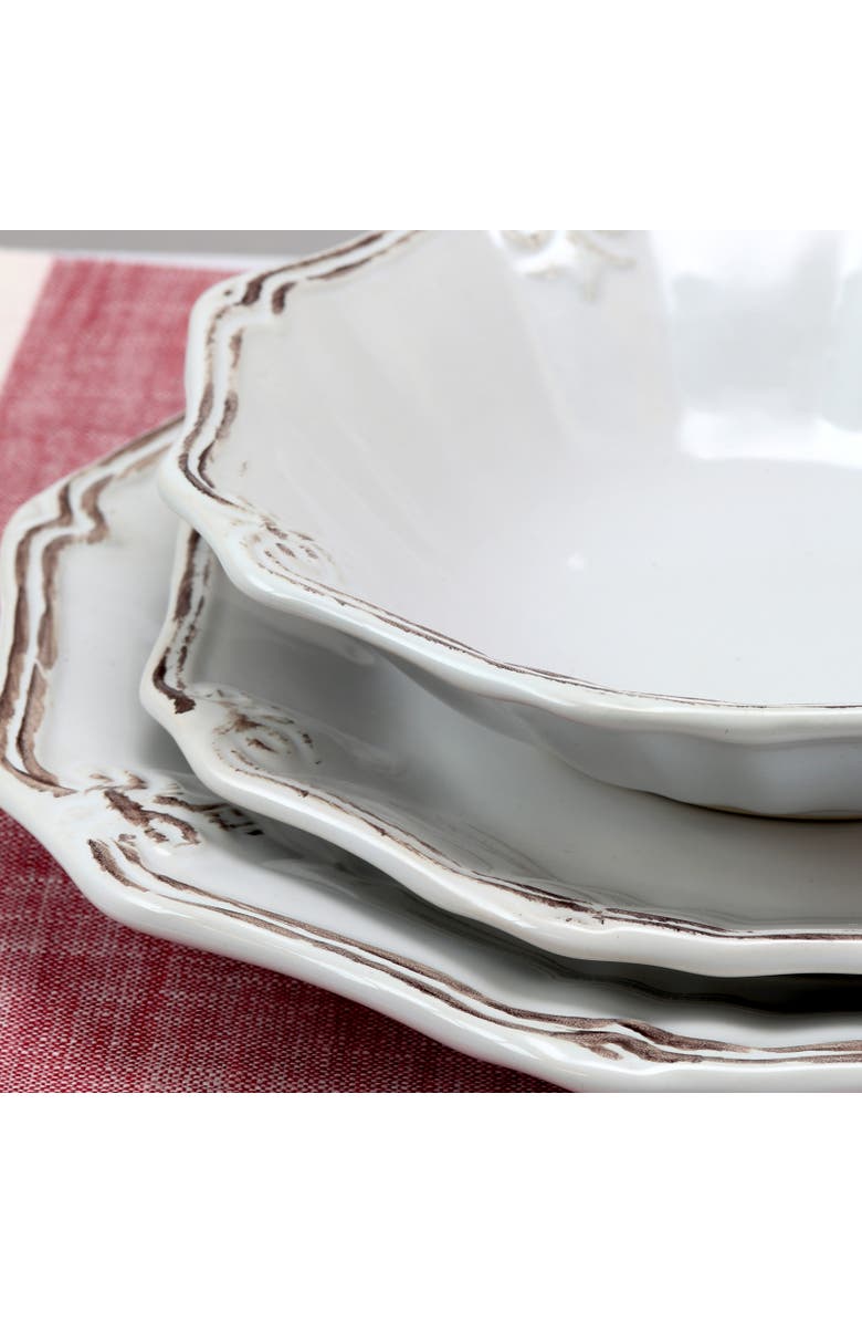 Elama Fleur De Lys 20-Piece Dinnerware Set, Alternate, color, White